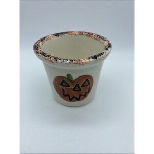 VTG Halloween 1990's Pumpkin Tea Light Candle Votive Holder 3" Tall 3.25" Diam